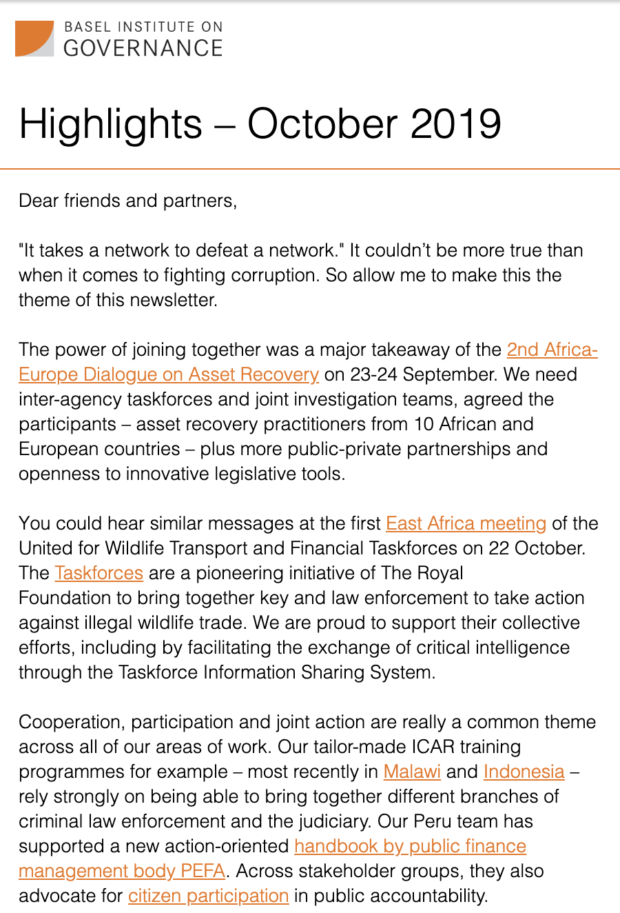 October newsletter