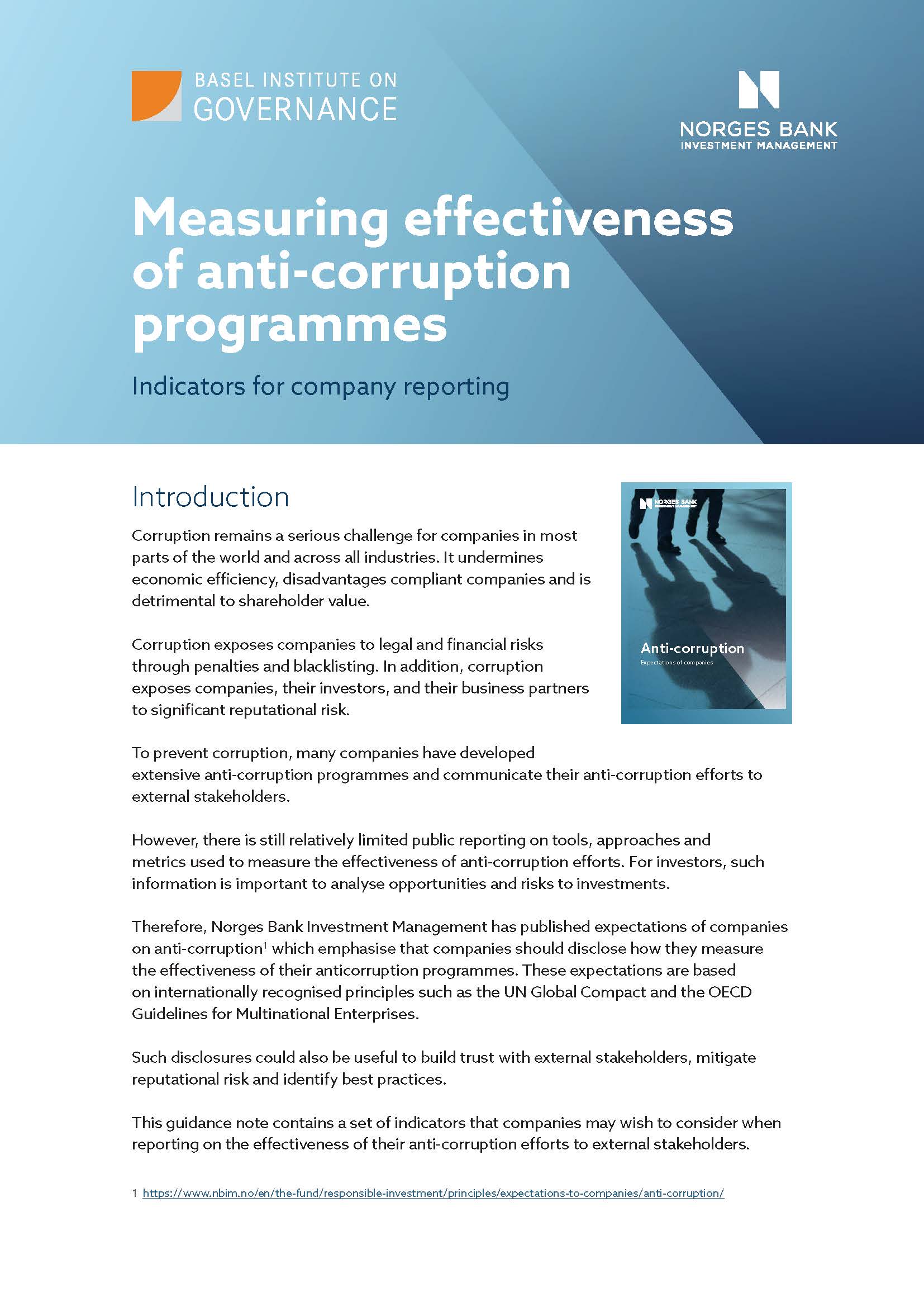 NBIM anti-corruption indicators guidance