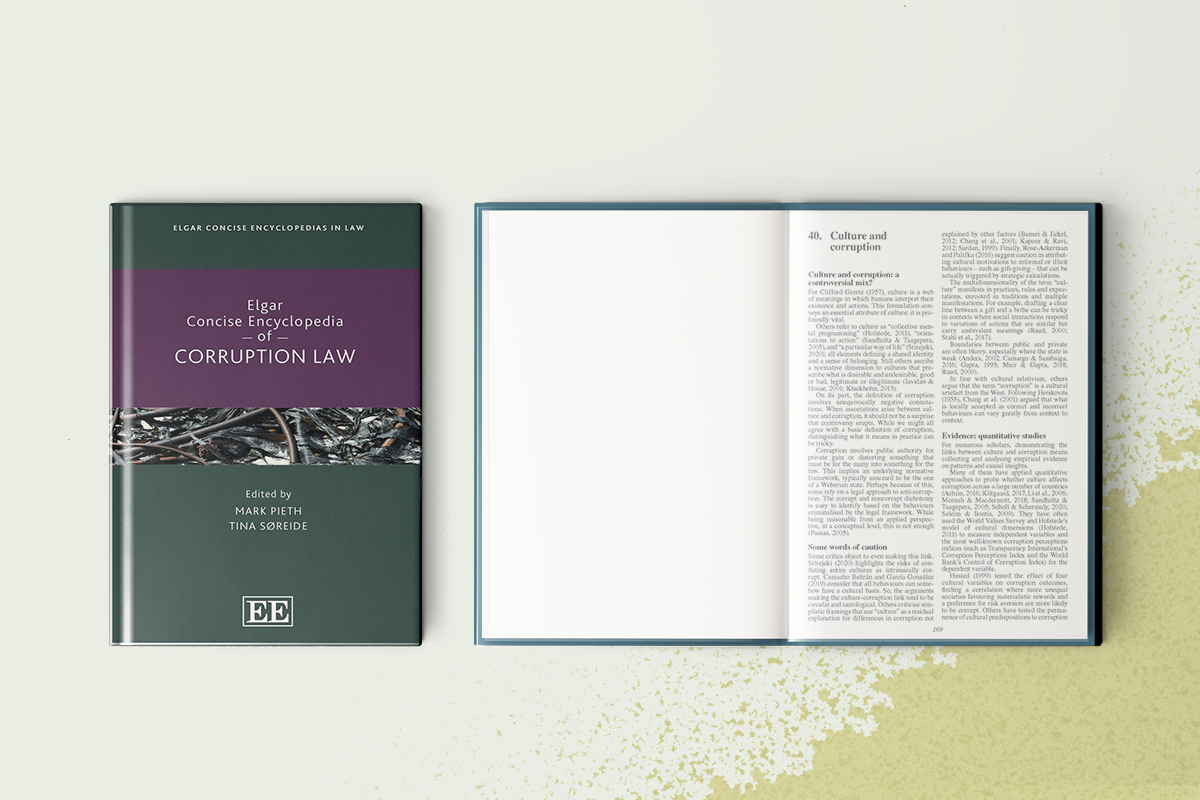 Elgar Encylopedia of Corruption Law and chapter on culture and corruption