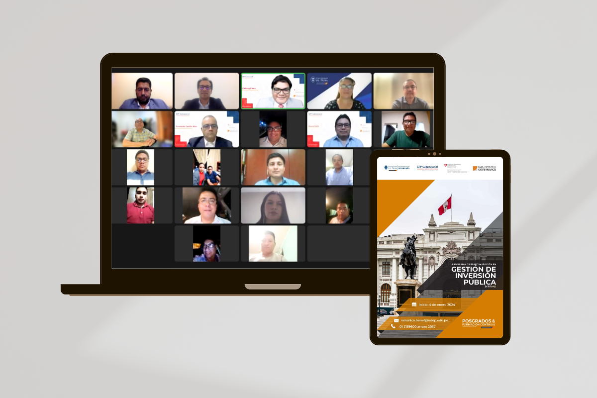 Participants in an online course and the course brochure