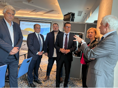 Mayor of Sofia Vassil Terziev and the Basel Institute’s Board Member Nicola Bonucci discussing public procurement challenges in Sofia at the Collective Action Business Consultation in Sofia, Bulgaria, on 13 May 2024.