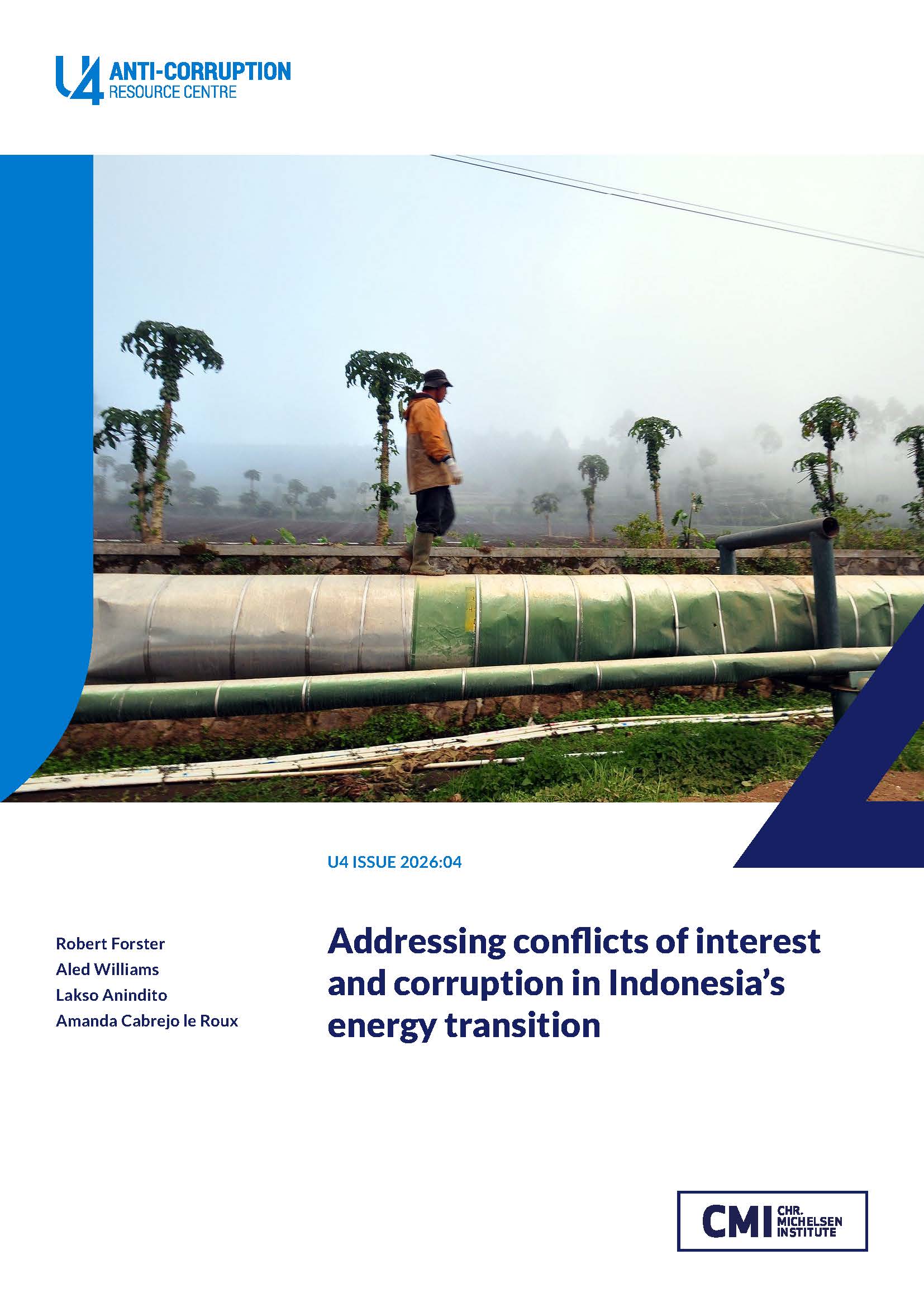 Cover of the U4 Issue on conflicts of interest and corruption in Indonesia's energy transition